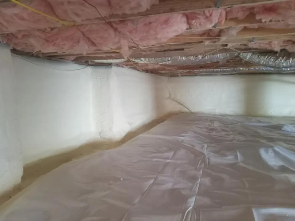 Crawl space encapsulation with closed-cell spray foam for Roof Leak Repair in Mead